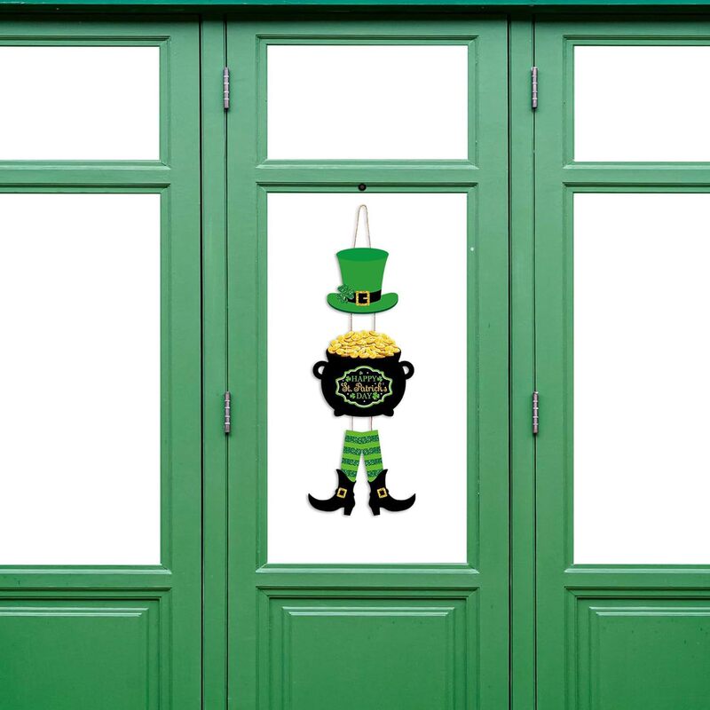 Yerliker St. Patrick's Day Decoration Happy St. Patrick's Day Wreath Front Door Hanging Sign