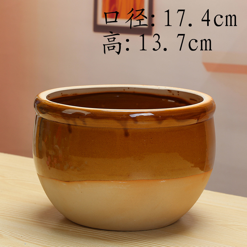 个性大号睡莲碗莲缸水养铜钱草绿萝富贵竹陶瓷花盆无孔高款养鱼D&|undefined