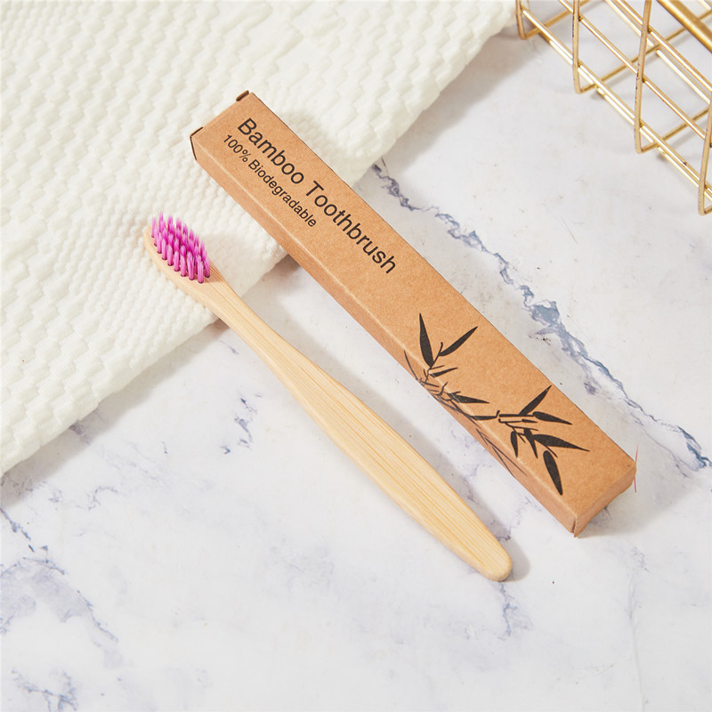 Cepillo de dientes de carbono de bambú para niños Papel Kraft en caja Arco Iris cepillo suave ultrafino cepillo de dientes de bambú de madera se puede configurar