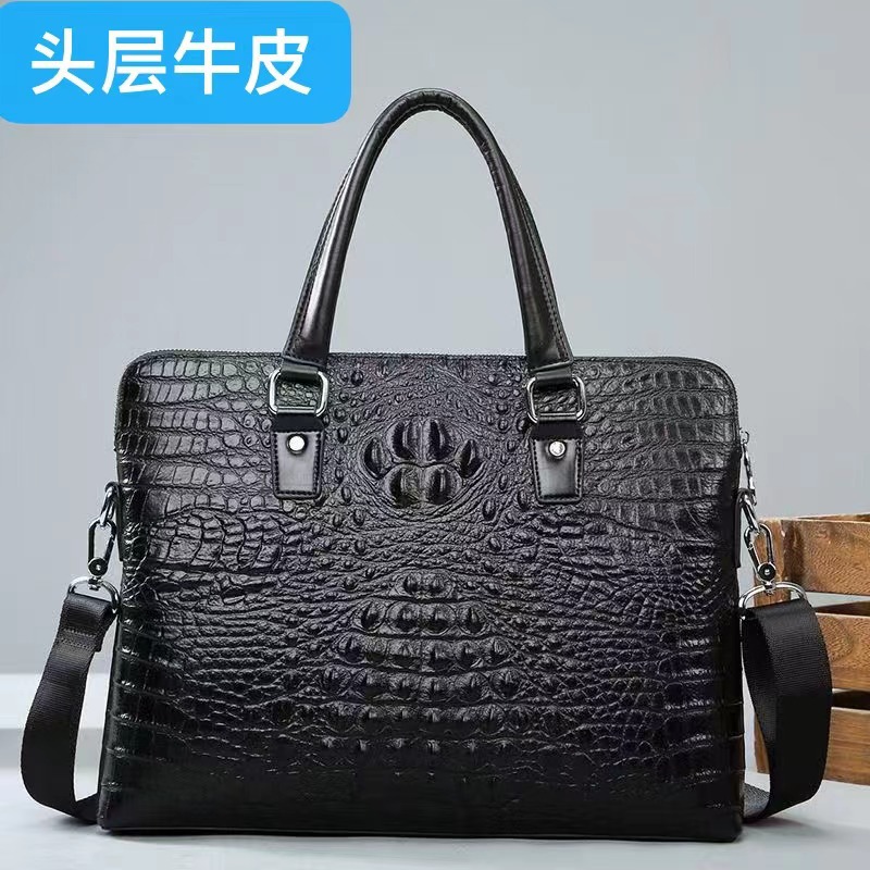 Crocodile print genuine leather man Handbag new pattern business affairs The first layer cowhide Briefcase Simplicity atmosphere A business travel file