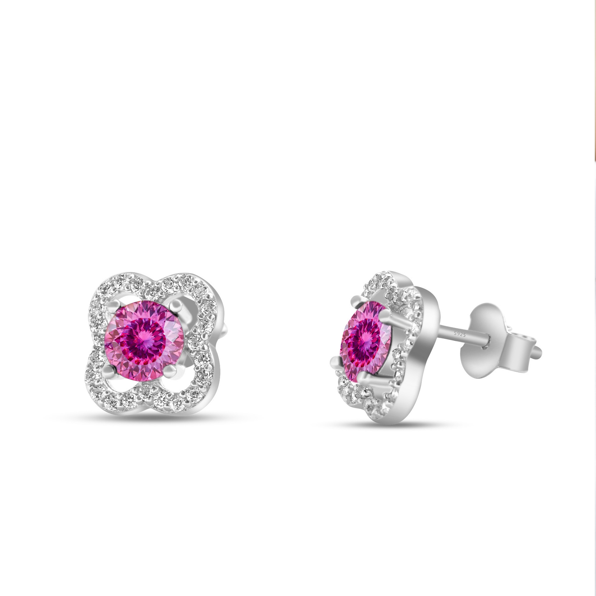 s925 joyería de plata esterlina moissanite cuatro hojas pernos de orejas damas micro color D 50 puntos / 1ct pendientes directos de fábrica