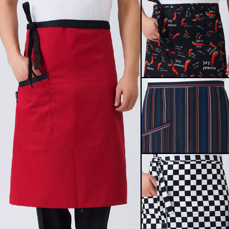 Фартук шеф-повара, кухонный специальный фартук средней длины с половинной талией, ресторан, официанты, Мужская и Женская рабочая одежда