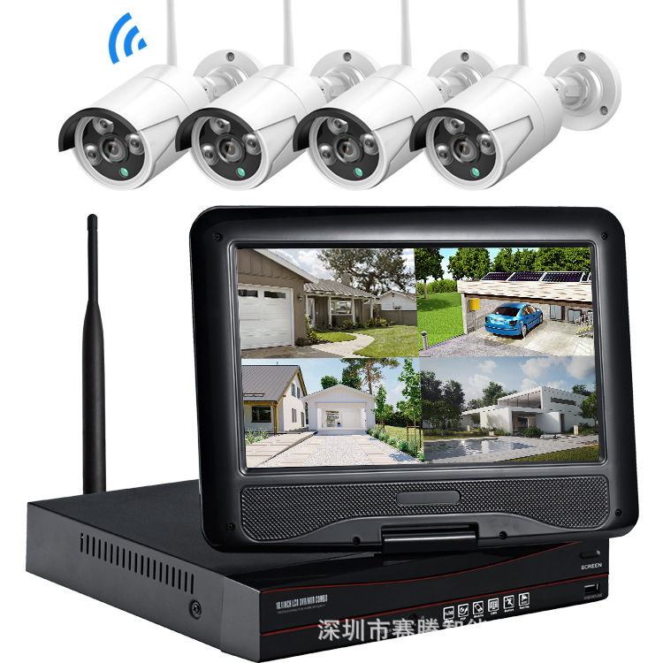 4/8 kanallı kablosuz 10 inç kamera iç ve dış mekan gözetim NVR seti kızılötesi gece görüş kamerası görsel 4G akıllı