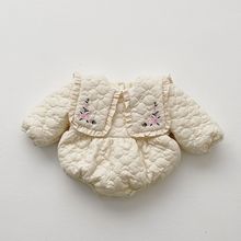 婴儿衣服冬装宝宝连体衣加绒加厚大翻领包屁衣新生儿冬天保暖爬服