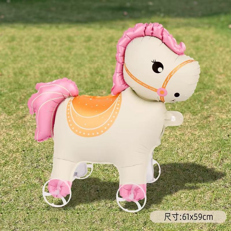 新しいスタイルの子供の赤ちゃんの誕生日車輪付き漫画ウォーキング動物バルーン装飾シーンレイアウトインターネット有名人の屋台商品|undefined