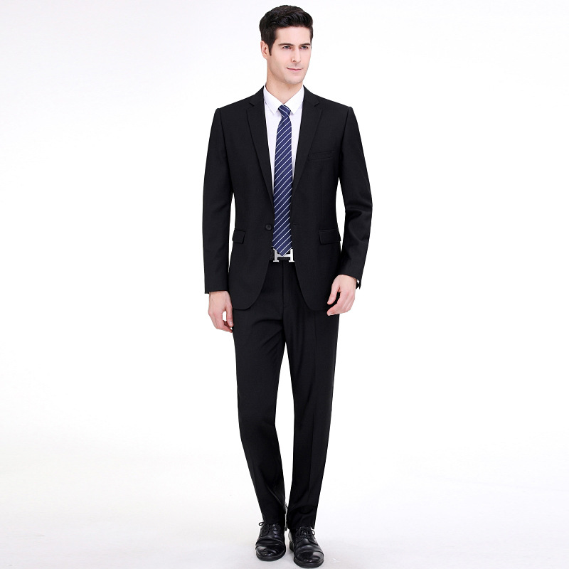 Bộ Vest Nam Áo Khoác Quần Dài Áo Gile Wool Chống Nhăn Màu Đen