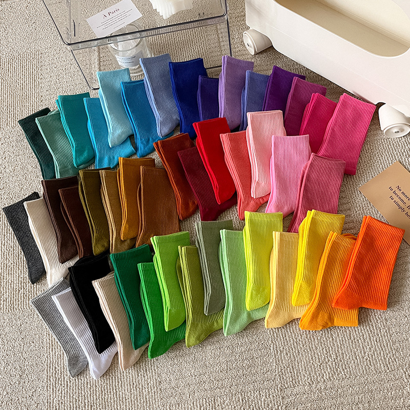 Colorful socks women's online red super hot pile socks summer thin mid-calf length socks ins trendy candy color Japanese stockings Colorful socks women's online red super hot pile socks summer thin mid-calf length socks ins trendy candy color Japanese stockings