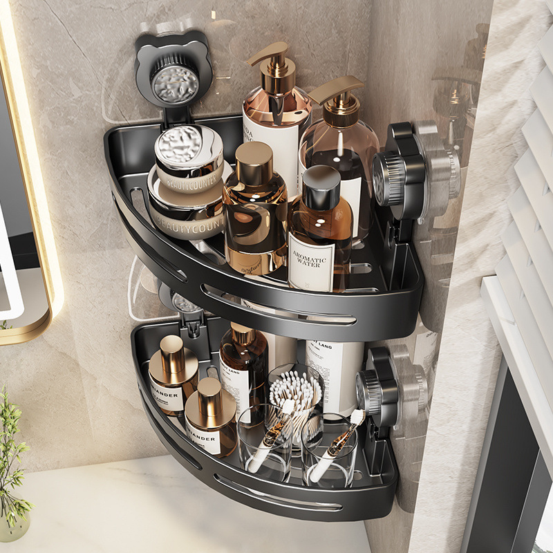 No-Drill Bathroom Corner Shelf for Washstand Wall-Mounted Storage Rack in Toilet, Restroom, and Kitchen