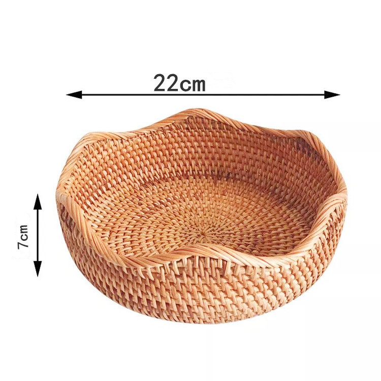 Cesta de almacenamiento de caña vietnamita Cesta de frutas trenzadas caseras Cesta de pan al vapor Cesta de aguja trenzada de caña