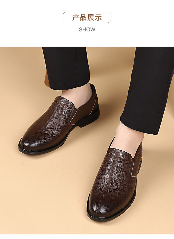 Giày da nam công sở da bò lớp đầu mềm đế êm kiểu giày lười thời trang — DT9607 màu nâu, DT9607 màu đen chi tiết 15