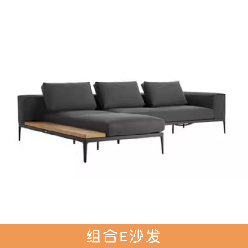 Nordic sofá al aire libre combinación Villa patio a prueba de sol sofá de teca hotel al aire libre de aleación de aluminio al aire libre sofá conjunto