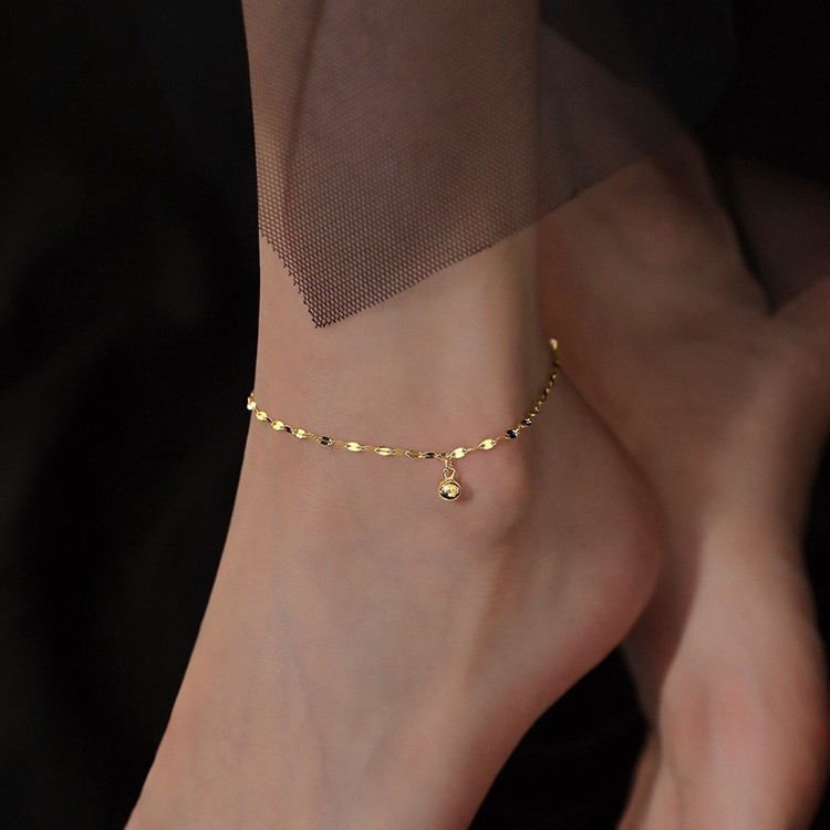 Transfer bead anklet wholesale light luxury jewelry high-end round bead anklet simple foot chain female foot decoration niche