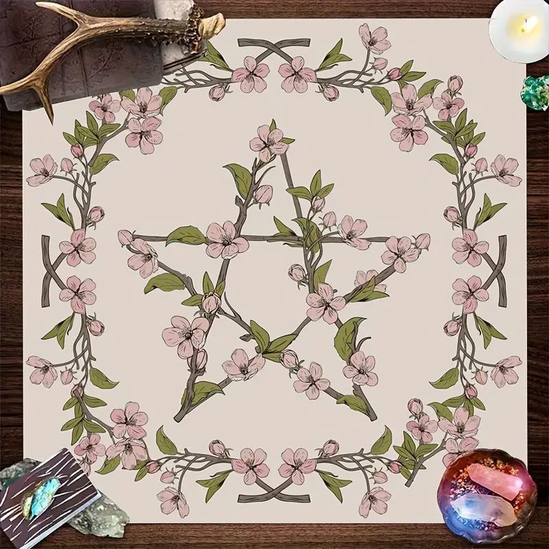 塔罗牌桌布 五芒星花叶布垫房间宿舍装饰 temu速卖通亚马逊跨境