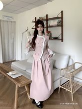 大码女装秋冬2024小香风显瘦气质轻熟名媛小香风外套半身裙两件套