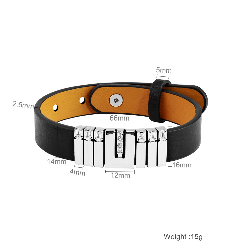 Fashion U Shape Pu Leather Plating Bracelets display picture 1