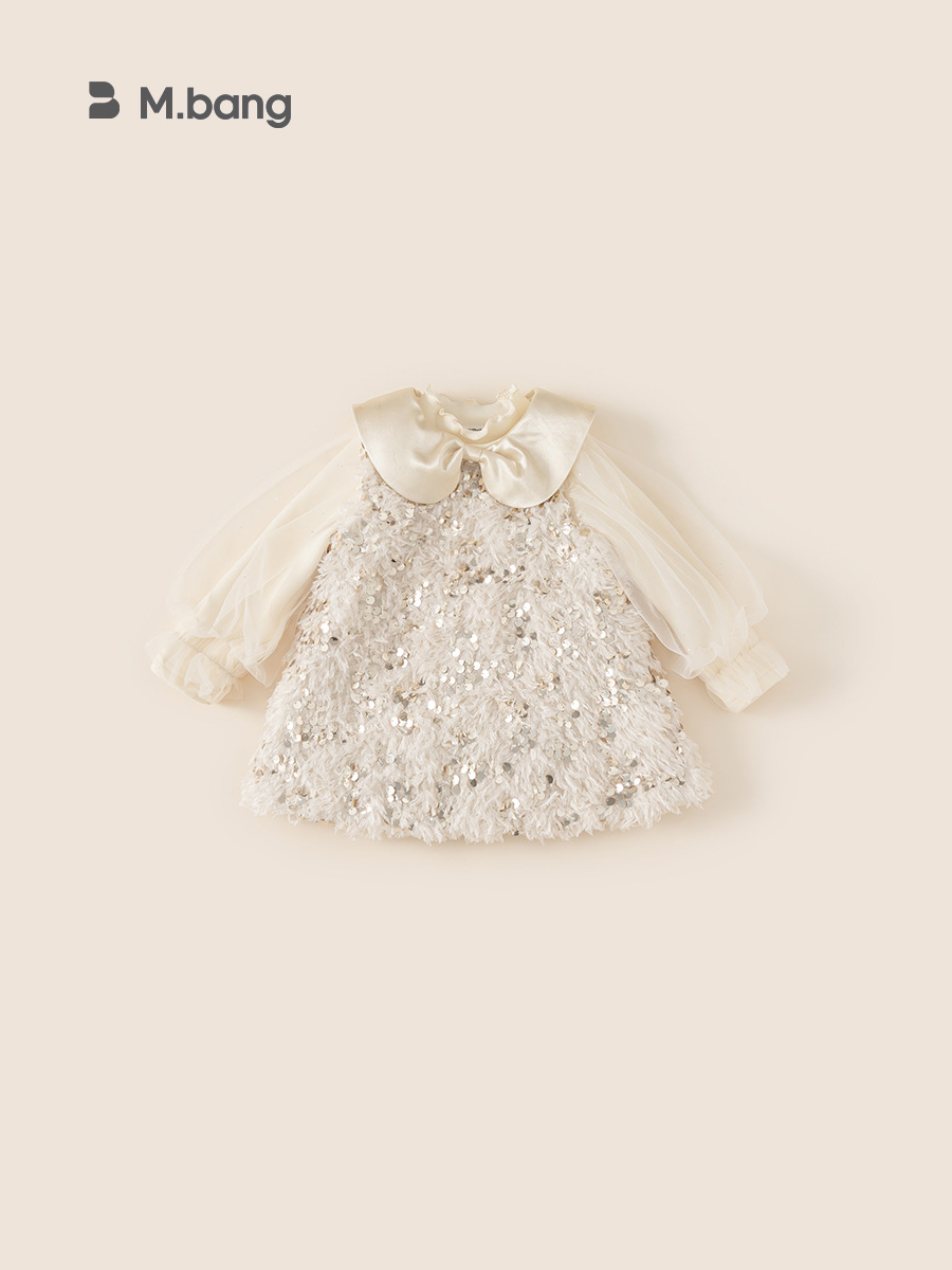 qibao children‘s clothing girls sequins princess dress two-piece set one-year-old dress winter high-end dress vest dress performance wear