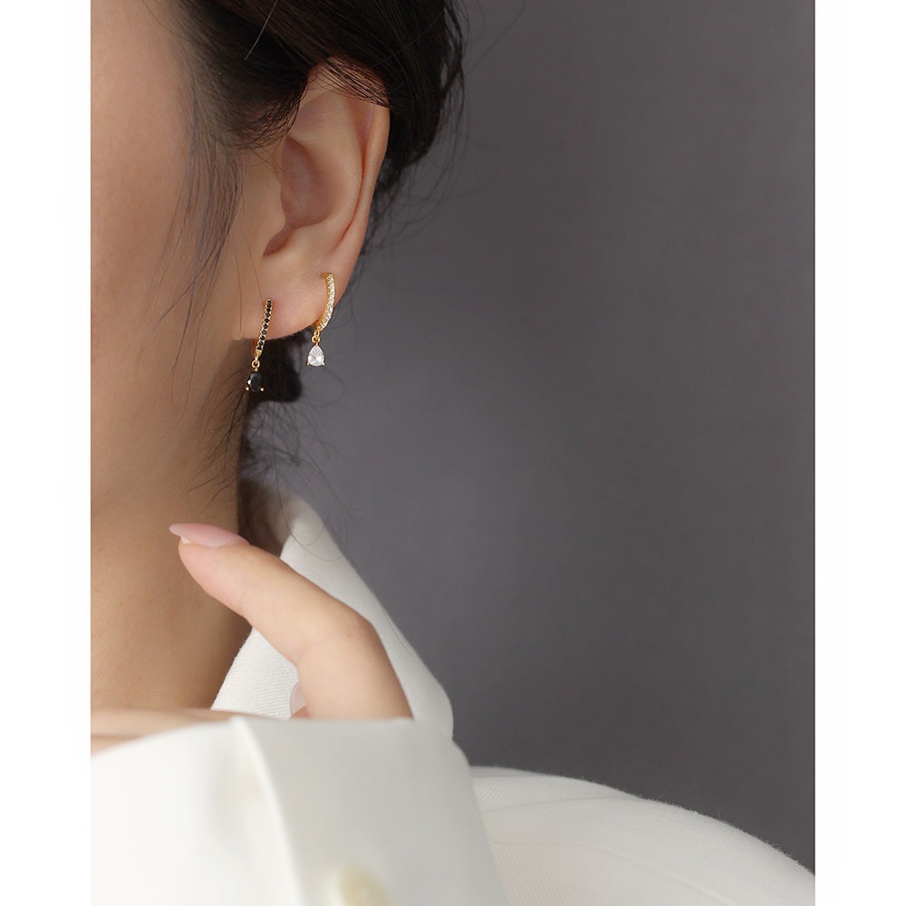 925 Sterling Silver Ear Needle Material 1 Pair 925 Sterling Silver Rhinestones Water Droplets Earrings