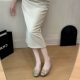 Elephant gray patent leather ~ classic square buckle temperament shallow mouth increased commuter Joker shoes women
