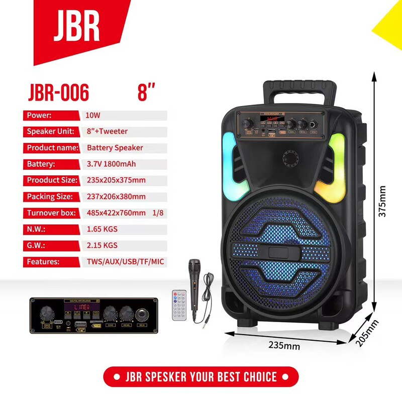 8inch Bluetooth Speaker with 1 Wireless Microphone and Cool Circle Lights for Outdoor Parties and Performances, Direct from the Factory 8inch Bluetooth Speaker with 1 Wireless Microphone and Cool Circle Lights for Outdoor Parties and Performances, Direct from the Factory