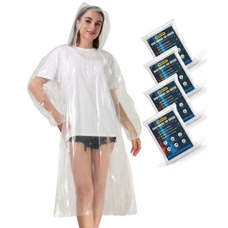 Pe Disposable Rain Poncho Emergency Transparent Poncho with Drawstring Hood Travel Hiking Camping Adult Raincoat Pe Disposable Rain Poncho Emergency Transparent Poncho with Drawstring Hood Travel Hiking Camping Adult Raincoat