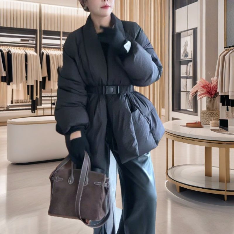 设计感收腰羽绒服女中长款冬季新款韩版宽松显瘦白鸭绒保暖外套|undefined