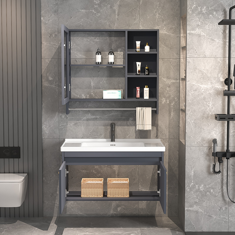 Combinación de gabinete de baño inteligente lavabo de baño de madera maciza lavabo moderno simple lavabo integrado lavabo de cerámica