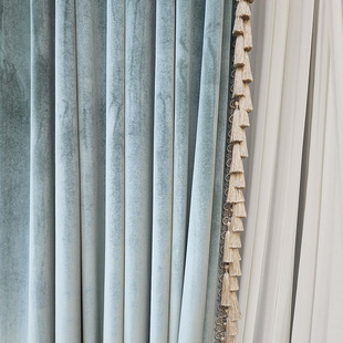 French Accessible Luxury European American Velvet Light Blue Light Green 2025 New Living Room Floor-To-Ceiling Bedroom Curtains