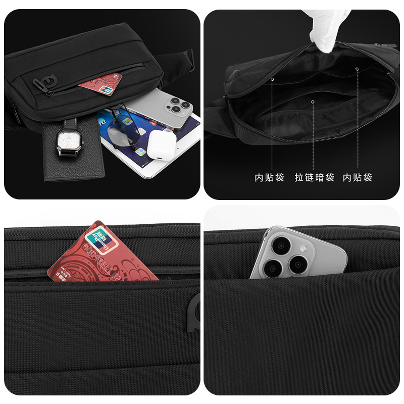 WEPOWER nuevo bolso de cintura para hombres, bolso de pecho de moda casual para hombres de negocios, bolso de hombro para viajar al aire libre, mochila de trampolín inclinado