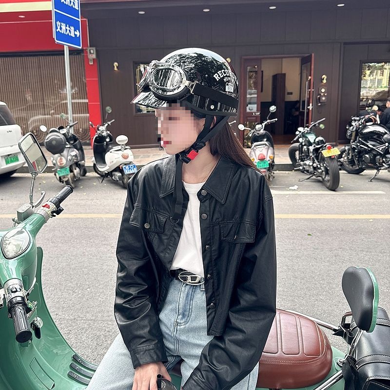 Retro Motorcycle Electric Vehicle Helmet 3C Certified Men Women Safety Half Helmet