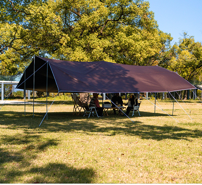 Multi-Hanging Point Black Vinyl Tarp for Outdoor Camping, Sunshade, Sun Protection, Large Size Tent Cover, Thickened to Resist Heavy Rain