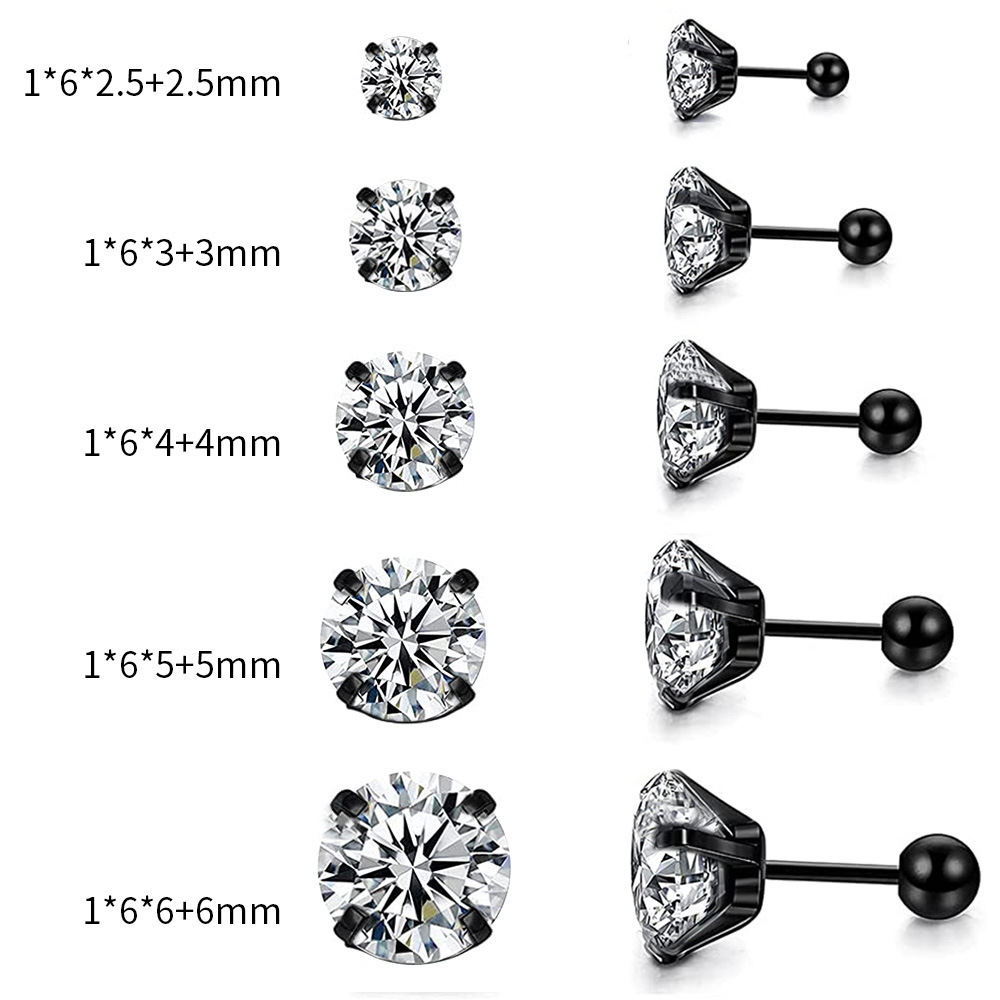 Simple Style Round Stainless Steel Inlay Zircon Ear Studs 1 Piece