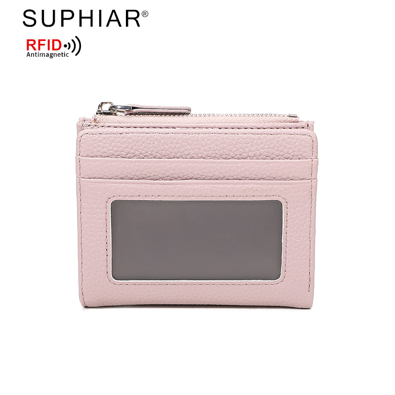 Spot nuevo producto patrón de lichi para mujer bolso corto para tarjetas múltiples con cremallera bolso monedero multifuncional billetera simple mujer