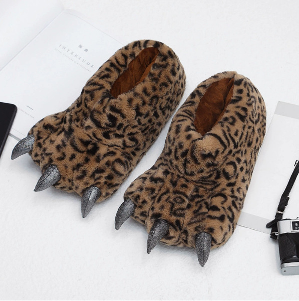 Autumn and Winter Super Soft Velvet Cartoon Paw Shoes Parent-Child Thickened Comfortable Plush Cotton Slippers Wholesale