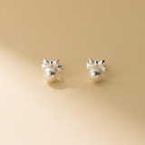 Eloch S925 plata dulce lindo arco perlas tornillo pequeño perlas de orejas para mujeres M05275