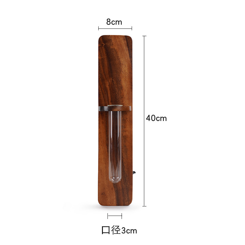 Madera sin agujeros de pared jarrón de agua arreglador de flores en la pared de la sala de estar de madera maciza decoración del dormitorio estante de flores japonés