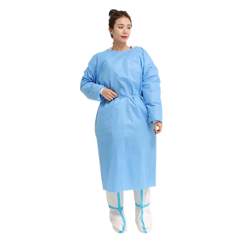 Одноразовый нетканый хирургический халат из СМС с трикотажными манжетами, утолщенный, с возможностью ношения с обратной стороны, пылезащитный, изоляционный, оптовая продажа, дышащий, утолщенный