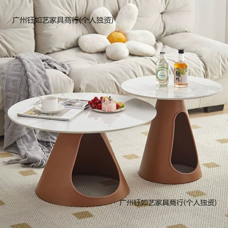 极简茶桌装组合岩板茶机现代简约圆形小户型茶几客厅家用客厅桌|undefined