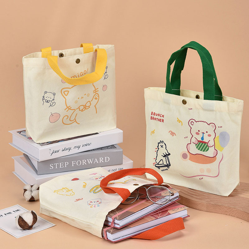 Estilo coreano ins estilo mano regalo pequeño bolso de lona portátil en blanco bolso artístico estudiante hombro bolsa de lona personalización