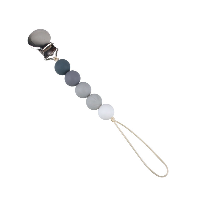 Suministros para bebés nuevo clip de pezón de hierro redondo dientes de bebé moler cuentas de silicona Cadena de pezón cadena anti-caída