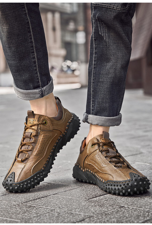 Giày lười nam da buộc dây cổ thấp đế bằng chống trượt, form rộng size lớn — 91033 kaki, 91033 màu nâu, 91033 màu đen chi tiết 20