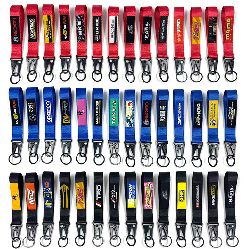 Foreign Trade Cross-Border Jdm Car and Motorcycle Modification Culture Keychain Sewing Woven Label Eagle Beak Hook Wrist Strap Long Style