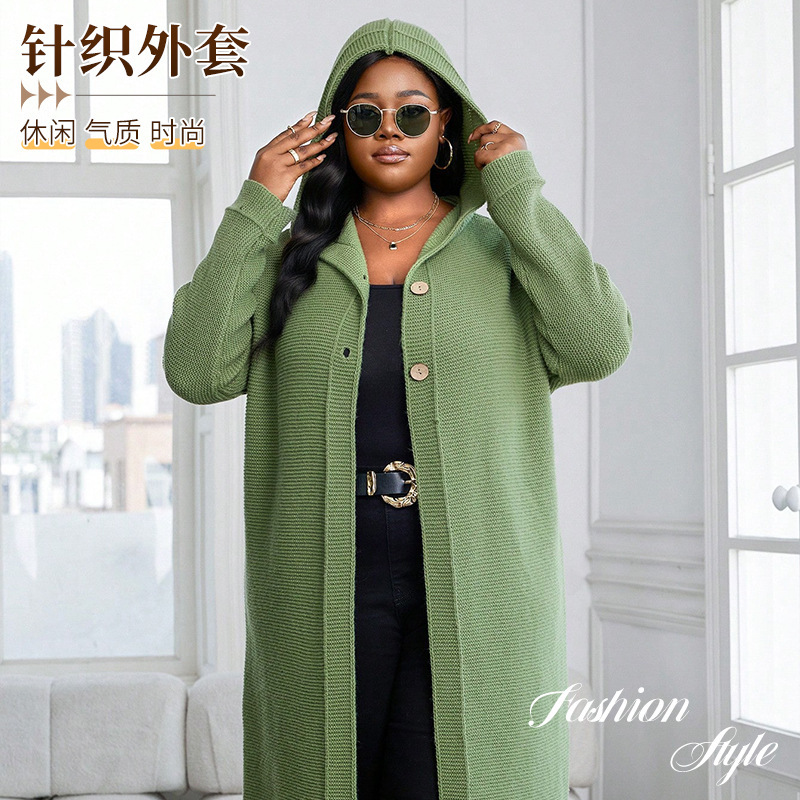 Women's Sweater Autumn and Winter Loose Lazy Style Knitwear Solid Color Ribbed Women's Knitted Cardigan Holiday Autumn and Winter Coat