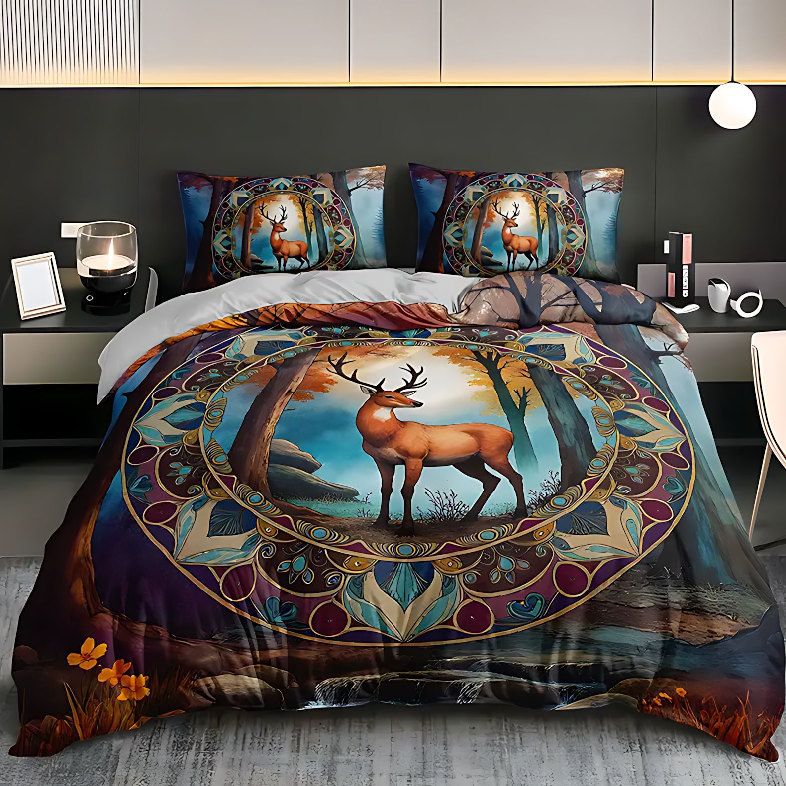 TEMU / JIT Amazon Transfronterizo Espectacular Deer Forest Diseño 3D Impresión Digital Kit Fuente Fabricante