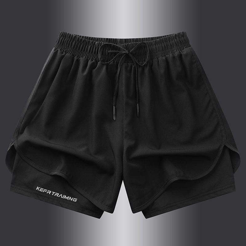 Pantalones cortos deportivos para hombres y dos pantalones de secado rápido forrados para correr entrenamiento de ocio pantalones de baloncesto de tres puntos