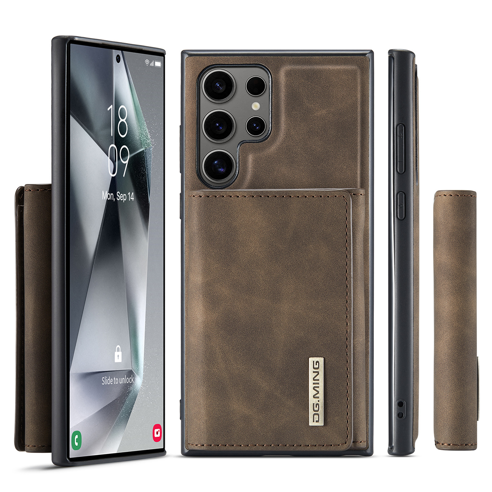 M1 für Samsung S24 Ultra Multifunktions-Geldbörsen-Schutzhülle S23 Ultra Magnetische geteilte Geldbörsen-Lederhülle_voghion.com