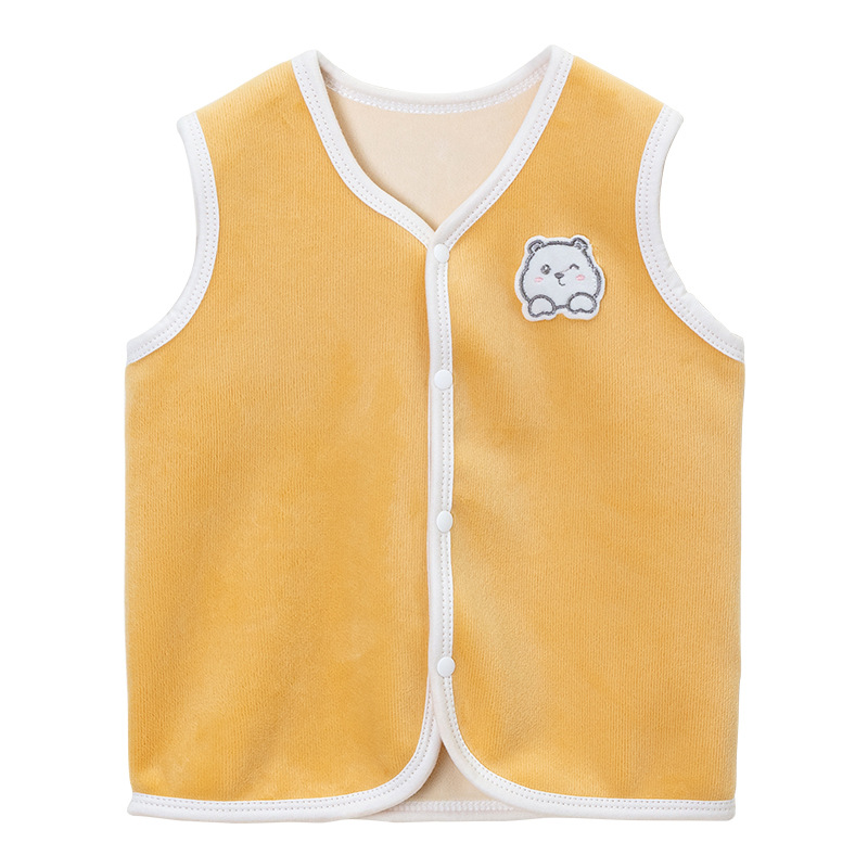 Forrado de vellón engrosado Chaleco de los niños niñas Chaleco de piel de estilo occidental bebé chaleco ropa exterior Chaleco de los muchachos de primavera y otoño