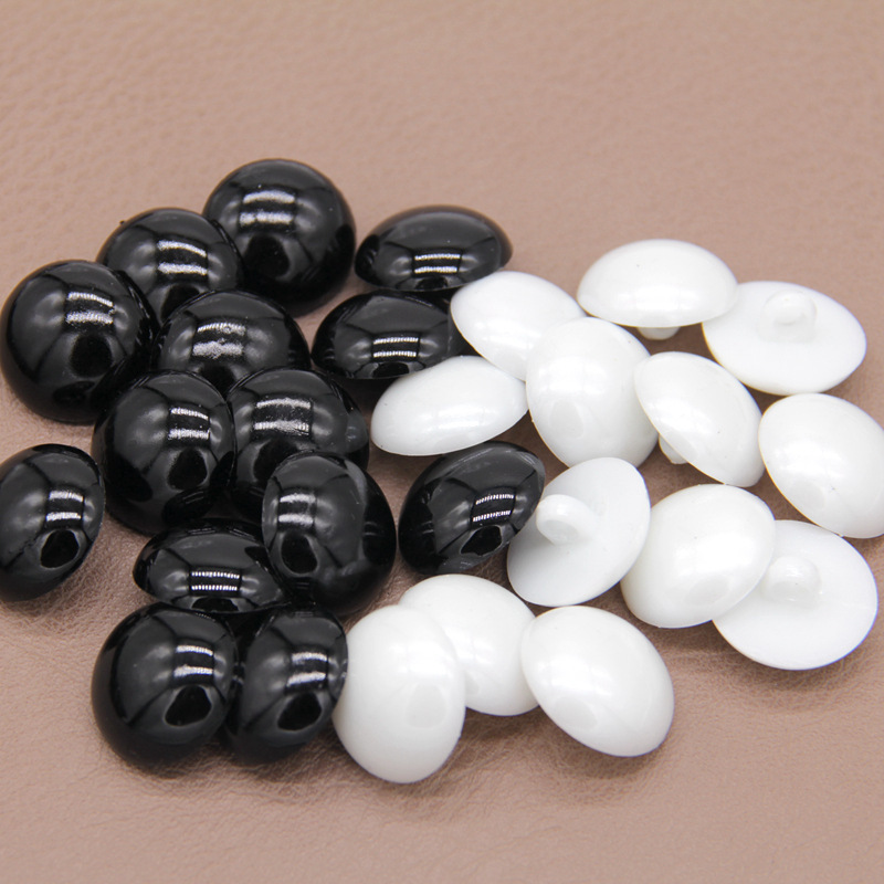 Factory wholesale plastic mushroom head button black white bald head high foot button mushroom button animal eye button