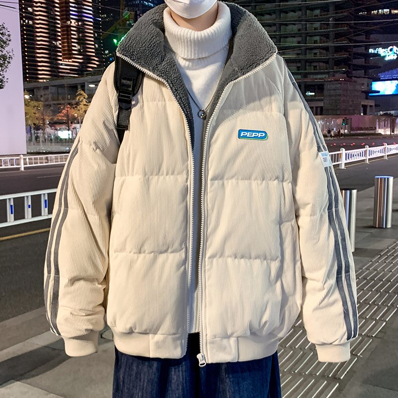 Men's corduroy winter trend velvet keep warm short down jacket