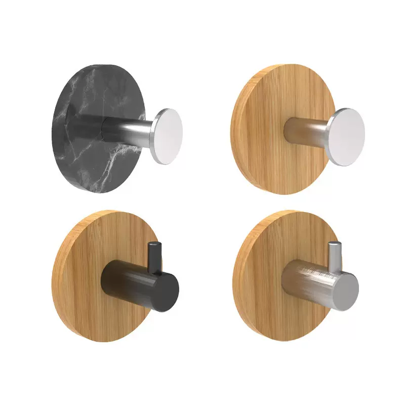 跨境挂钩强力粘钩门后衣钩浴室毛巾钩免打孔金属衣帽钩 木质挂钩