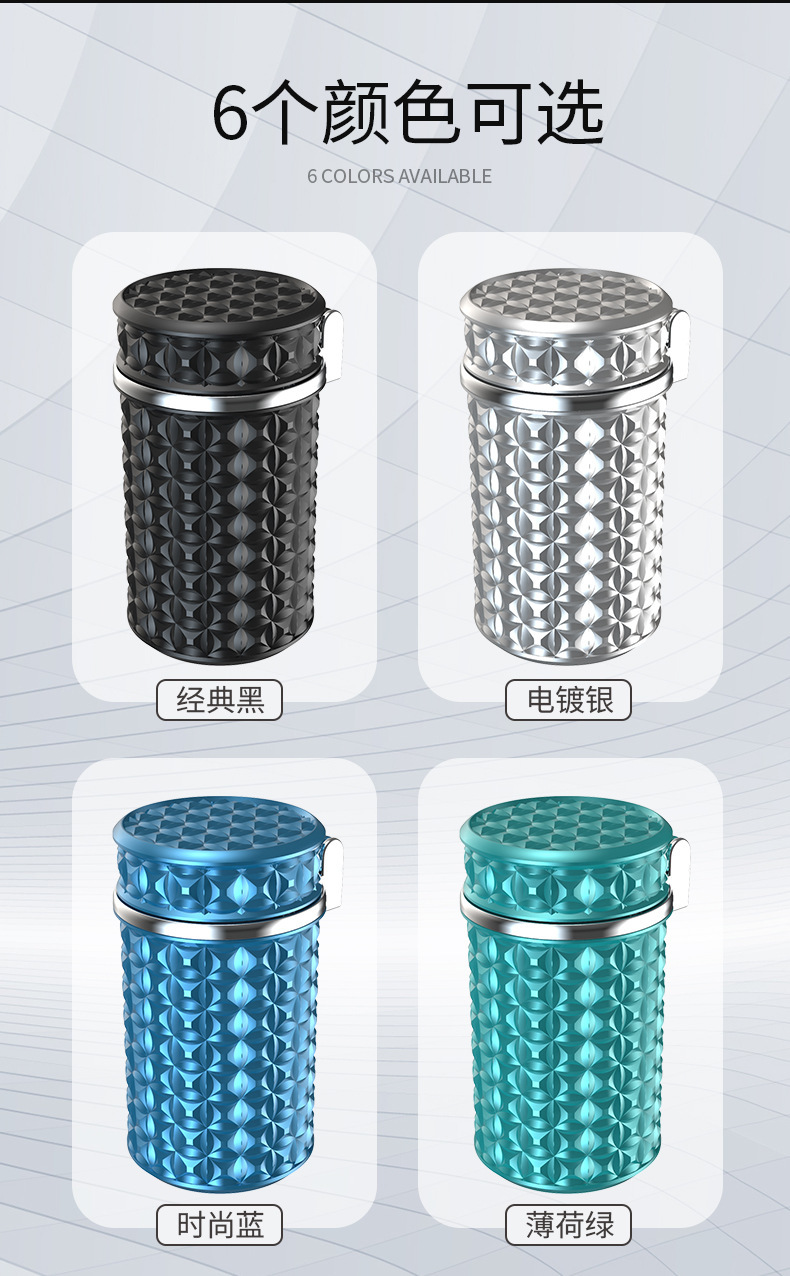 Car-Mounted Ashtray with Anti-Fly Ash Design, High-End Feel, In-Car Ashtray with Automatic Lid Opening, Black Technology Car Accessory